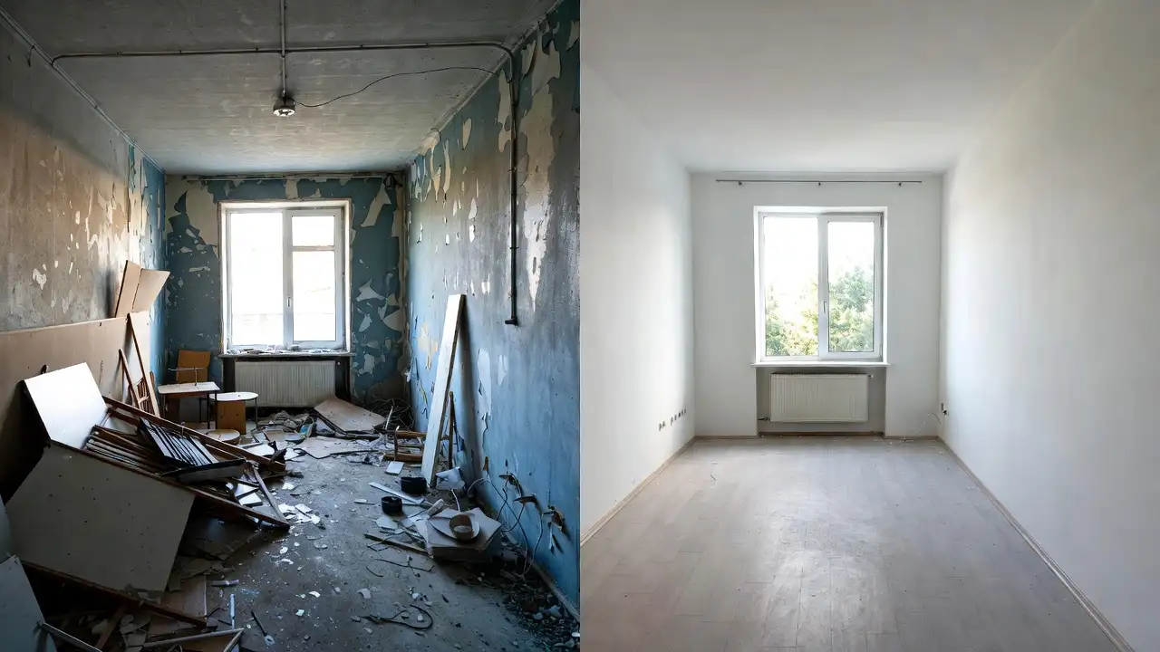 Avant après remise en état logement