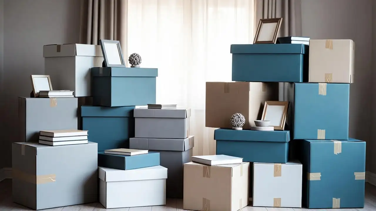 Pile de cartons, préparation débarras succession